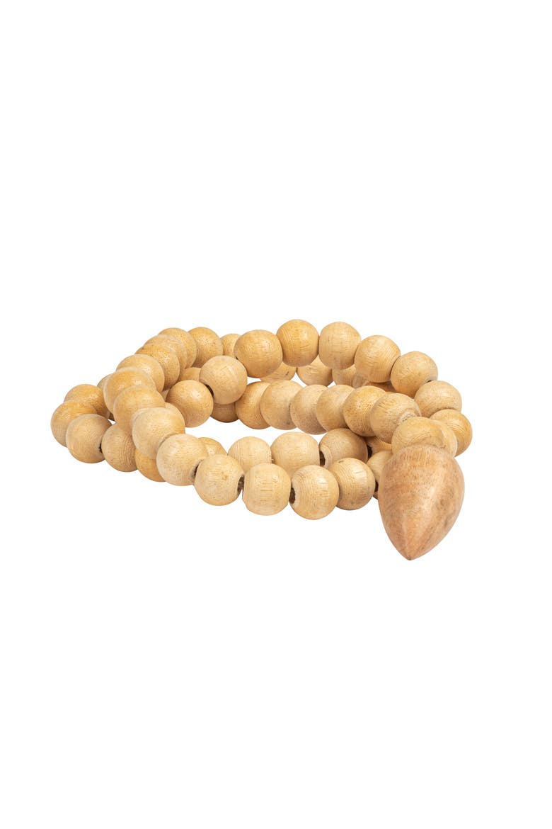 Wood Bead Strand with Decorative Wood Bead Drop, Natural, Main, color, Natural