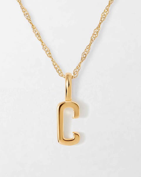 Solid Gold Initial Necklace