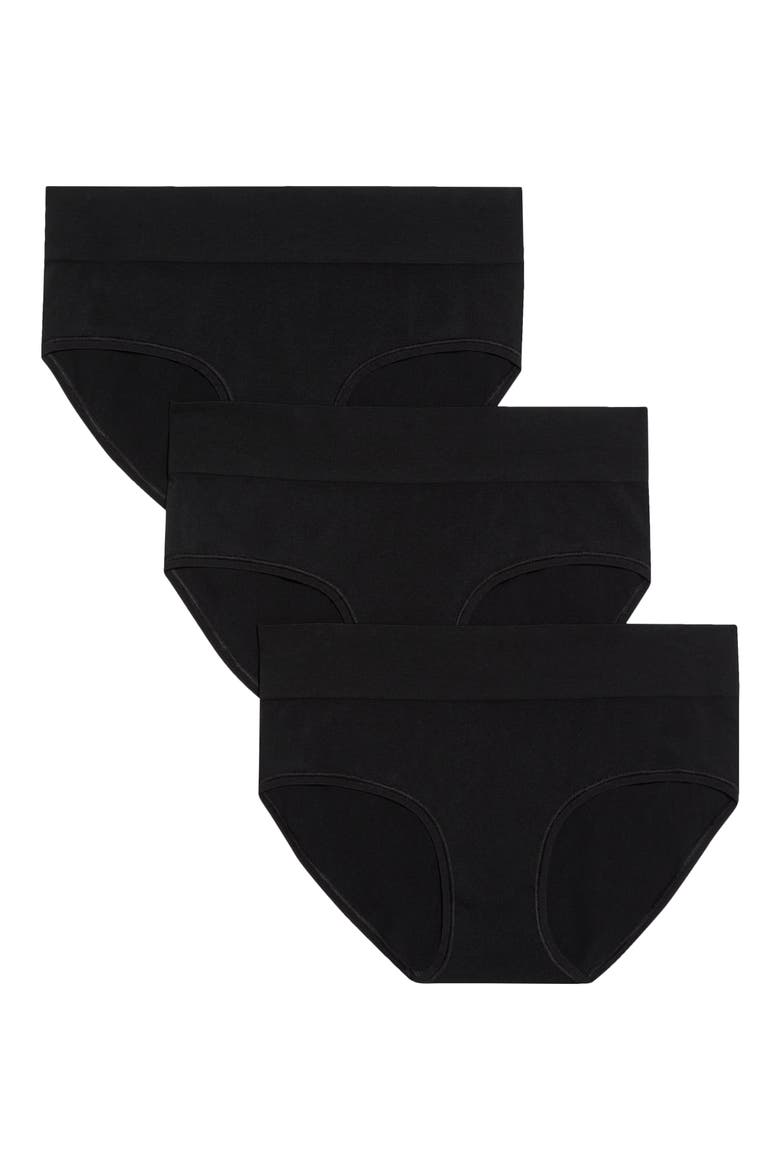 3-Pack Seamless Hipster Briefs, Alternate, color, BLACK