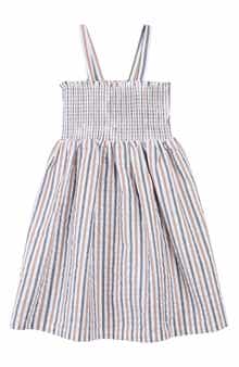 MILES THE LABEL Kids' Smock Organic Cotton Seersucker Sundress