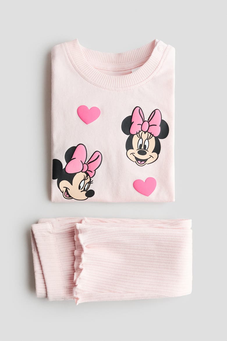 2-piece Print-motif Cotton Set, Alternate, color, Light pink/Minnie Mouse