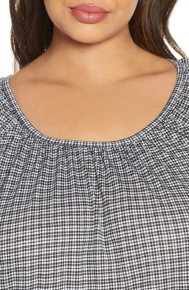 MICHAEL Michael Kors Cheeky Check Peasant Top, Alternate, color, 