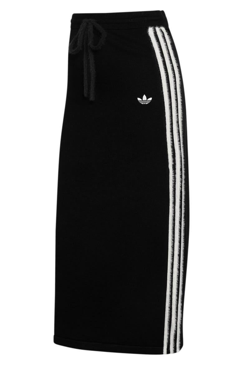 Three-Stripe Knit Midi Skirt, Alternate, color, BLACK/ WHITE