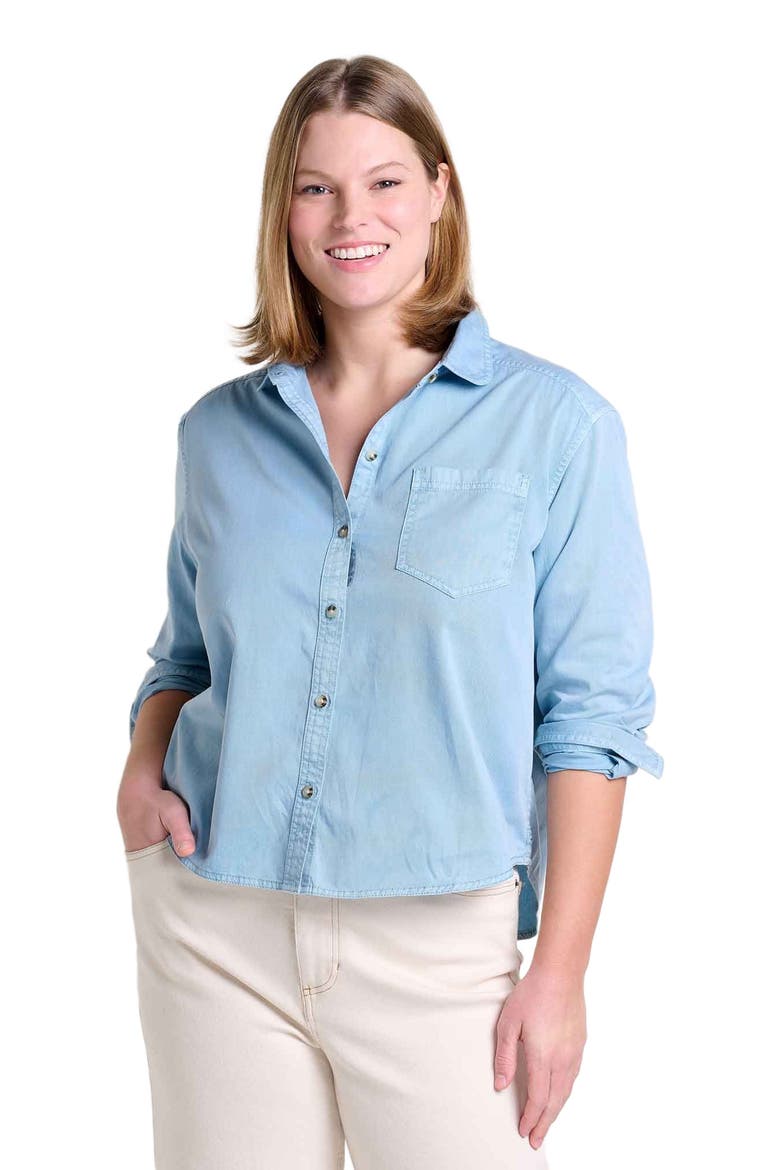 Women's Arroyo Twill Boxy Long Sleeve Shirt, Alternate, color, Skyway