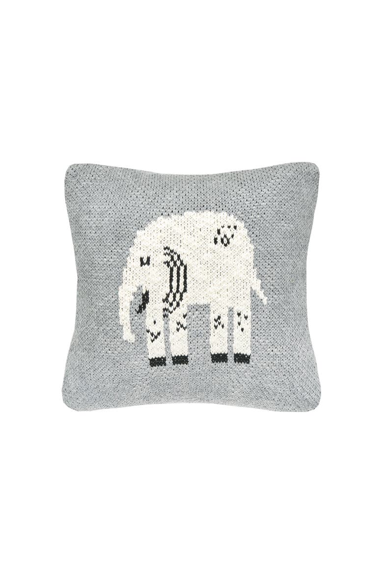 Elephant Knitted Small Petite Throw Pillow, 10" x 10", Main, color, Gray
