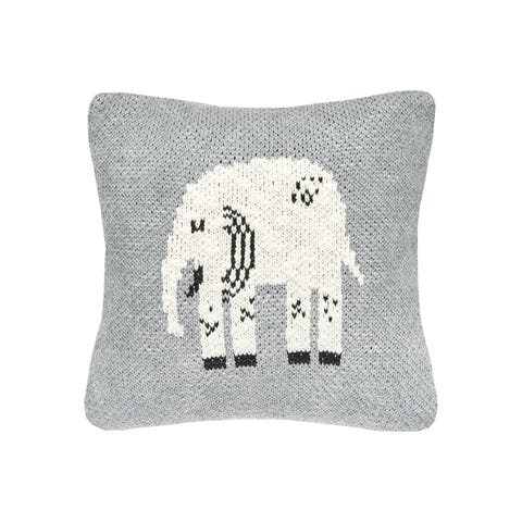 Elephant Knitted Small Petite Throw Pillow, 10" x 10"