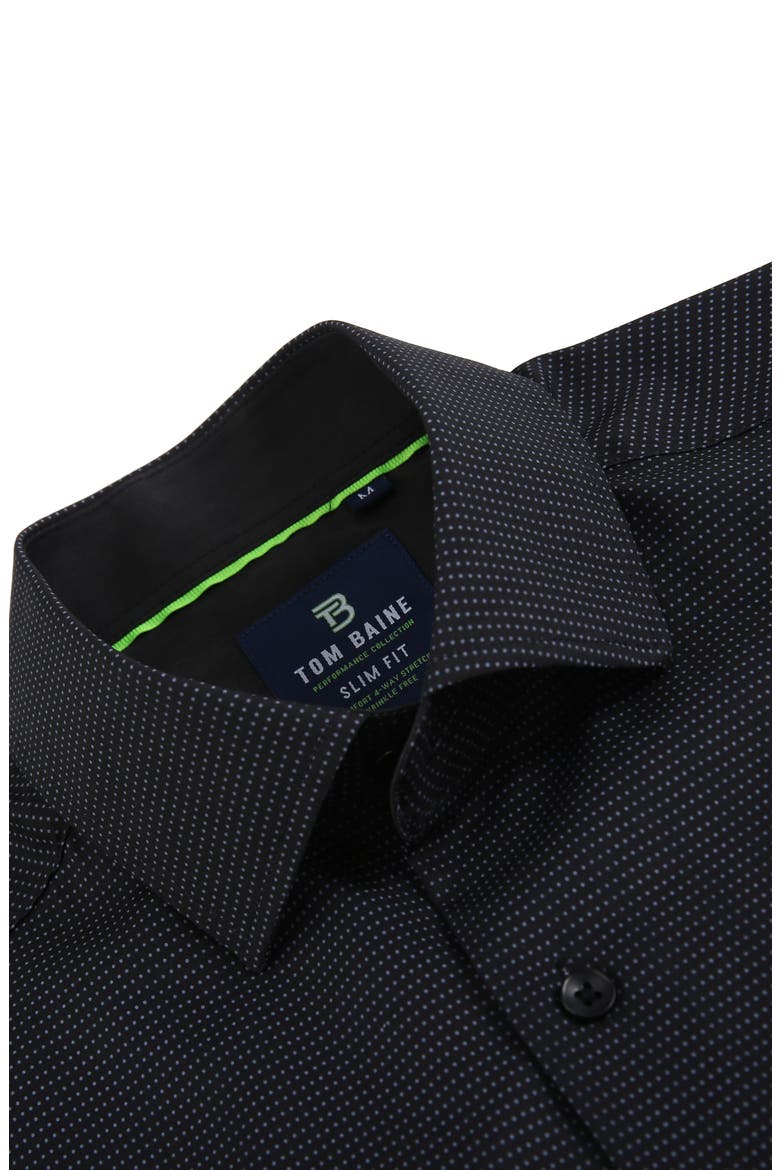 Slim Fit Performance Short Sleeve Button-Up Shirt, Alternate, color, BLACK