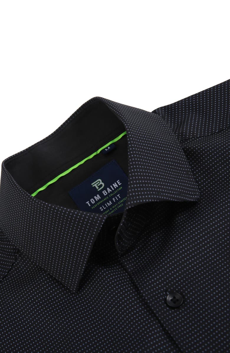 TOM BAINE Slim Fit Performance Short Sleeve Button-Up Shirt, Alternate, color, Black