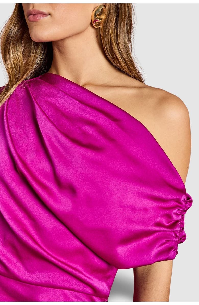 Coast Satin One Shoulder Midi Dress, Alternate, color, Dark Pink