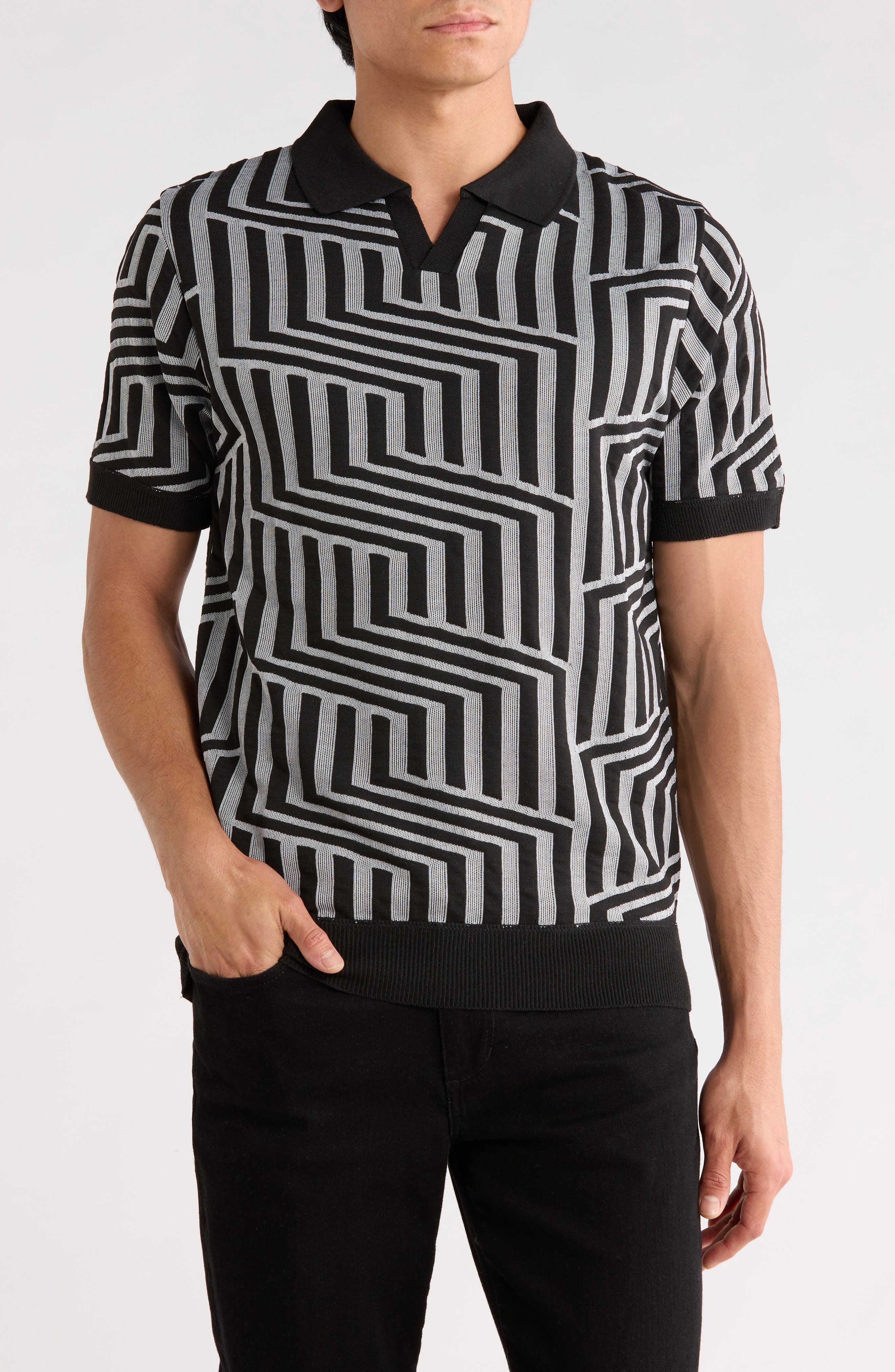 TOM BAINE Johnny Collar Knit Polo Sweater