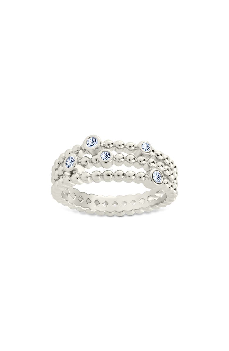 Sterling Forever Ramona Cubic Zirconia Bubble Triple Band Ring, Main, color, Silver