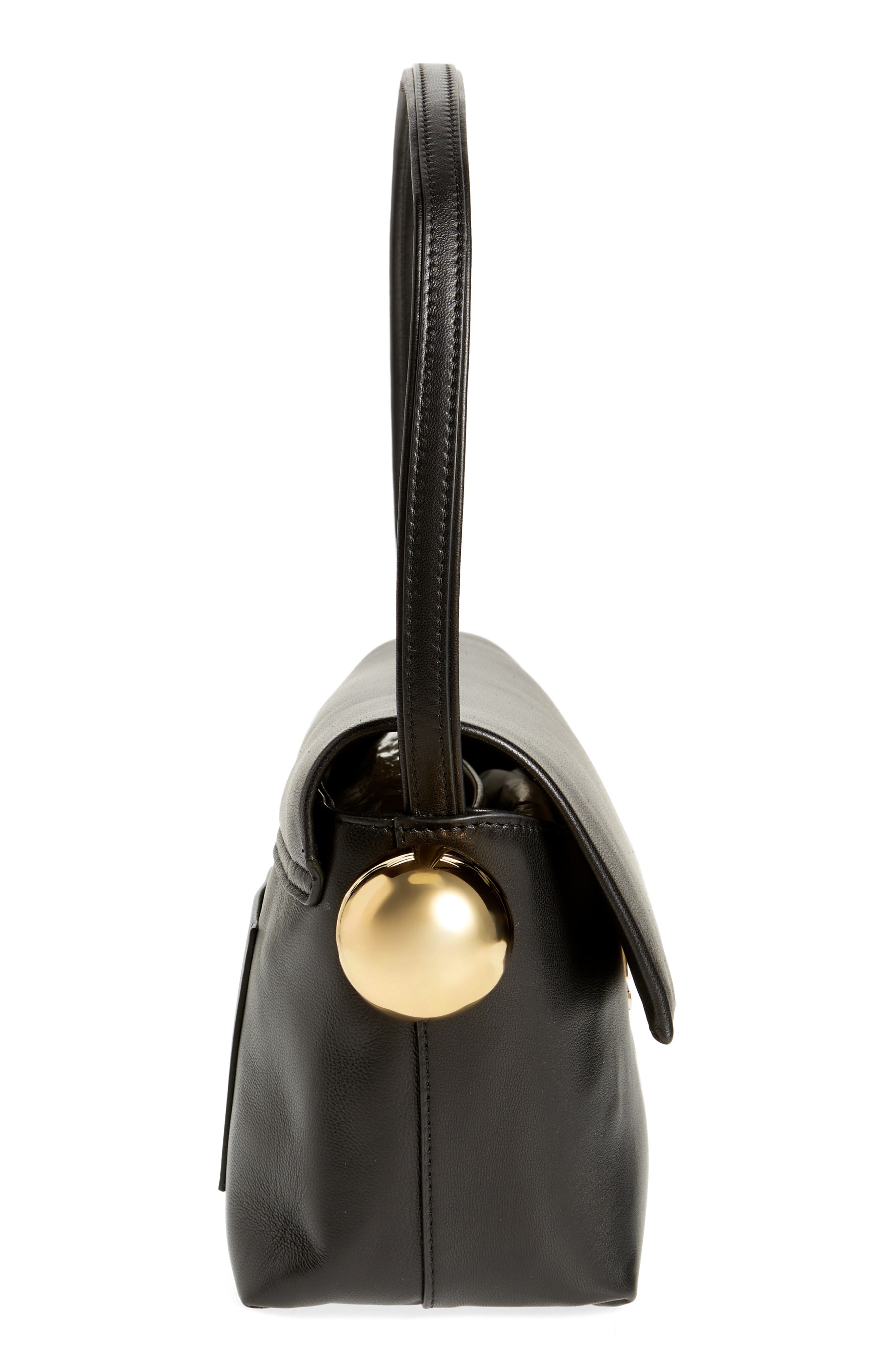 Jacquemus Le Rond Carré Leather Shoulder Bag, Alternate, color, Black