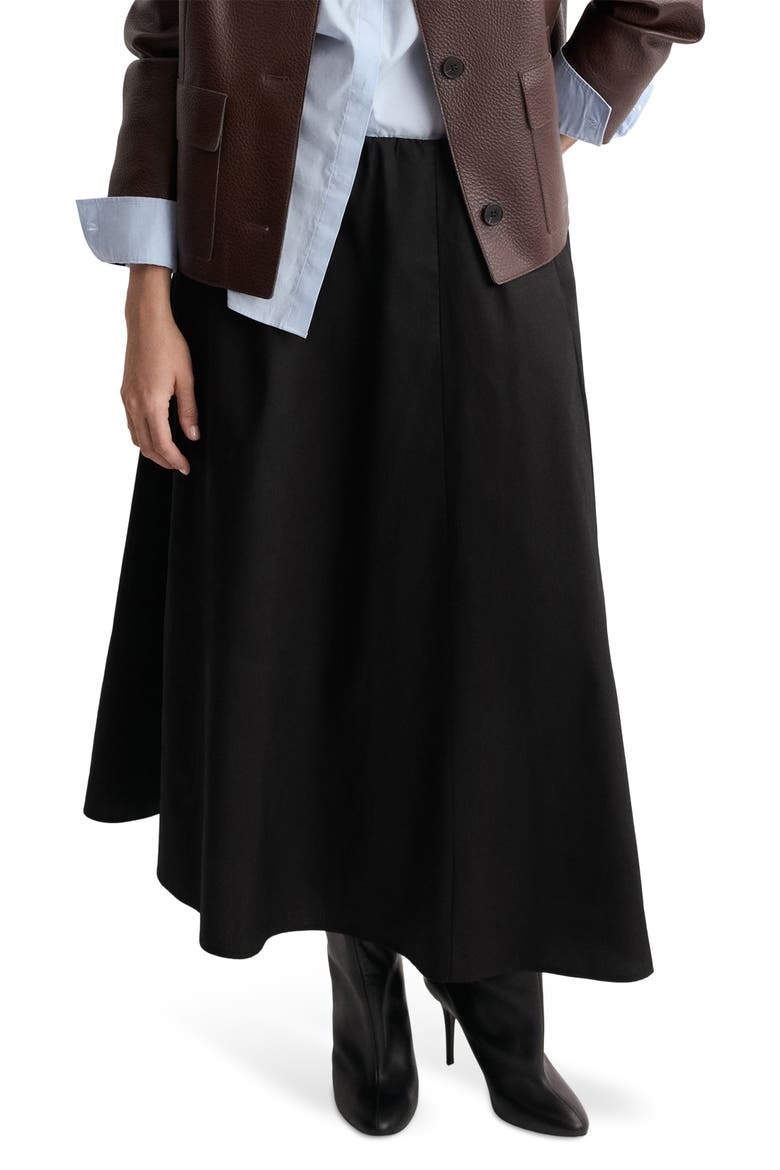 Falda Newcreta Cotton A-Line Skirt, Main, color, BLACK