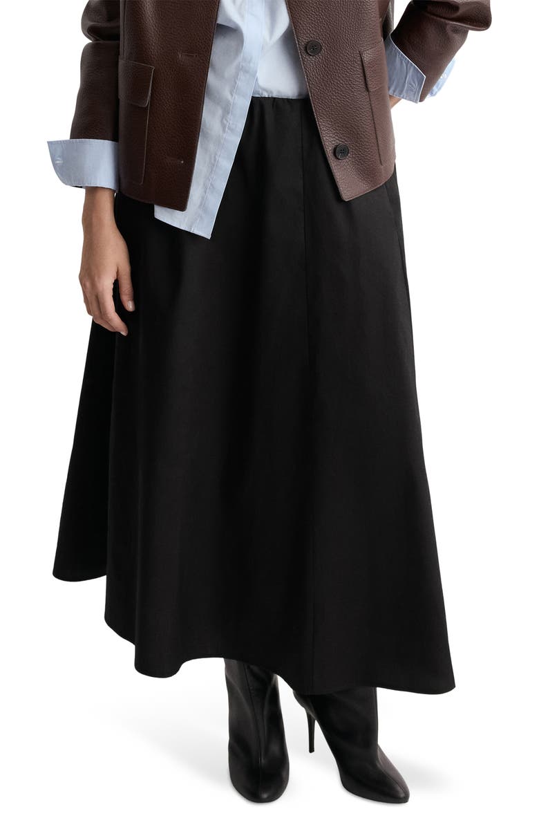 MANGO Falda Newcreta Cotton A-Line Skirt, Main, color, Black