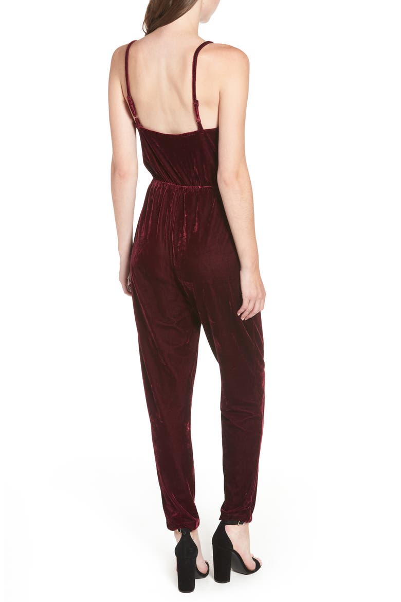 Velvet Jumpsuit, Alternate, color, RED VELVET