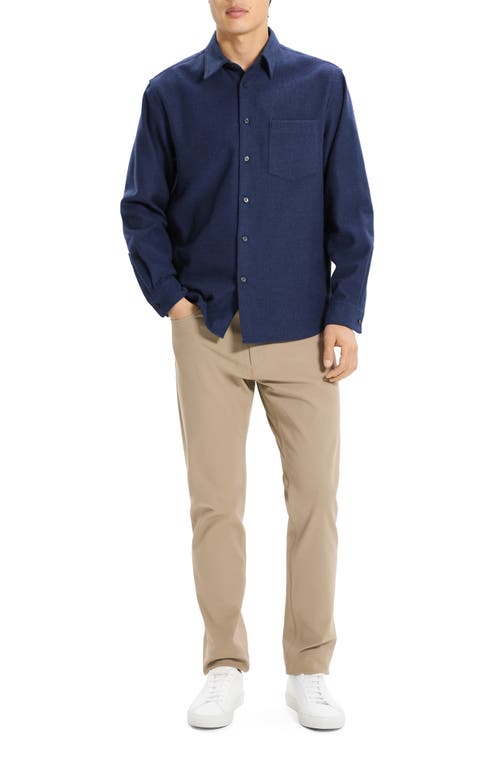 Theory Weekend Brushed Cotton Twill Button-up Shirt In Blue