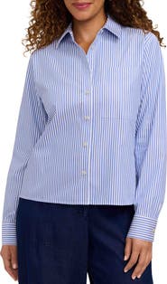 Foxcroft Jodie Stripe Cotton Button-Up Shirt