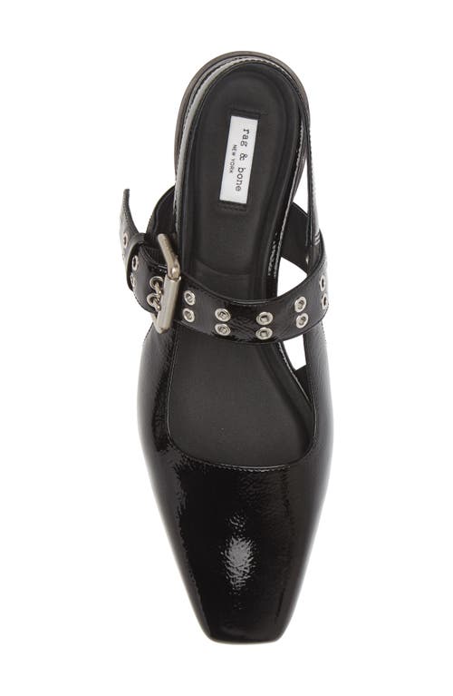 Rag & Bone Astra Houndstooth Buckle Slingback Ballerina Flats In Black Patent Leather