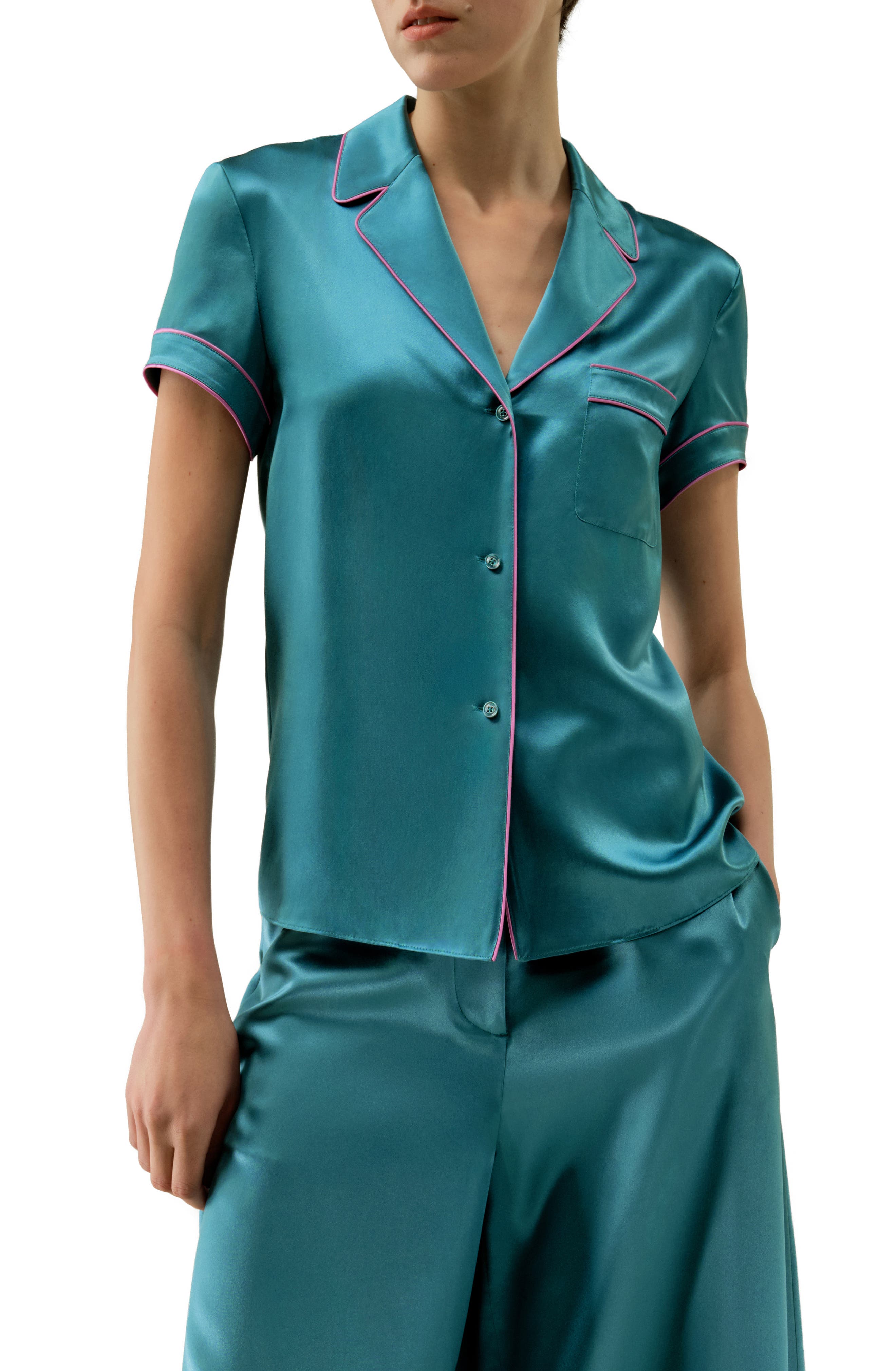Lsxes Contrast-Trimmed Silk Shirt