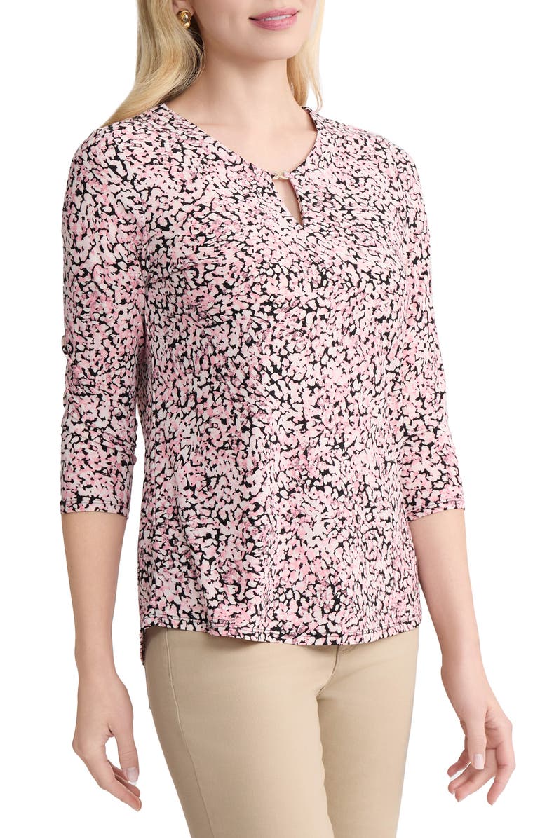 Jones New York Print Stretch Knit Top, Alternate, color, Petal Pink Multi