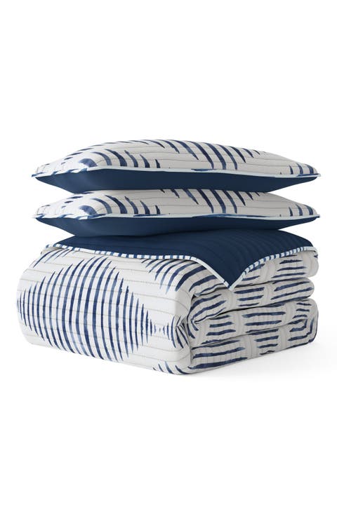 All Season Distressed Diamond Reversible Down Alternative Quilt & Sham Set