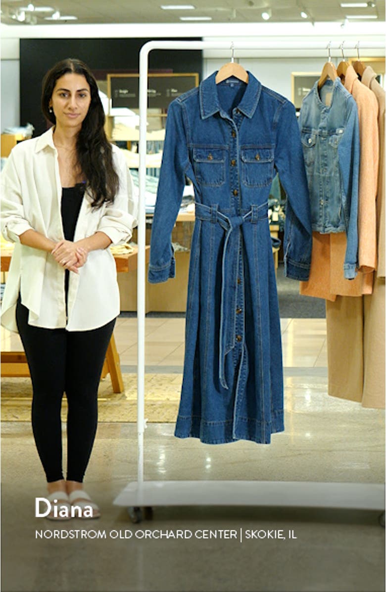Tie Waist Long Sleeve Denim Maxi Dress, sales video thumbnail