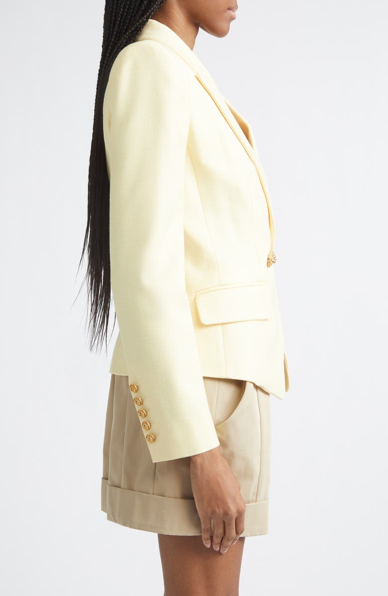 Balmain Double Breasted Natte Jacket, Alternate, color, 1Gd Pale Yellow