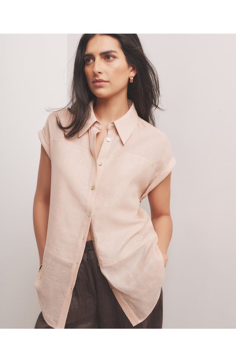 MINT VELVET Linen Blend Panel Shirt, Alternate, color, Light Pink