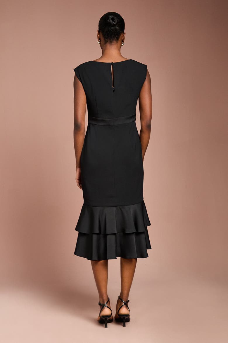 Crepe Peplum Dress, Alternate, color, Black