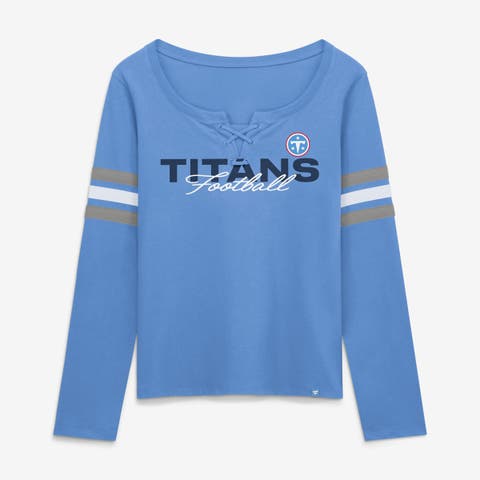 Women's Fanatics Blue Tennessee Titans Team First Coverage Scheme Lace-Up Long Sleeve T-Shirt