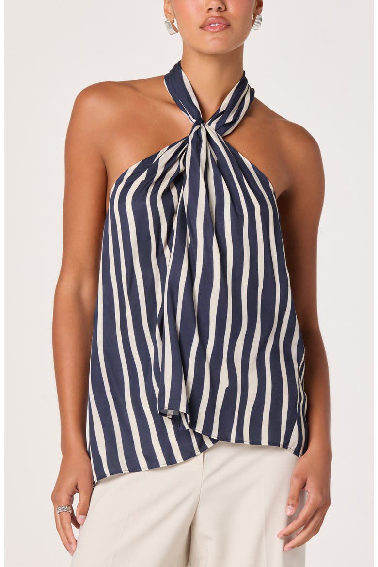 Cira Striped Halter Top, Main, color, NAVY STRIPE