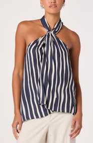 ASTR the Label Cira Striped Halter Top
