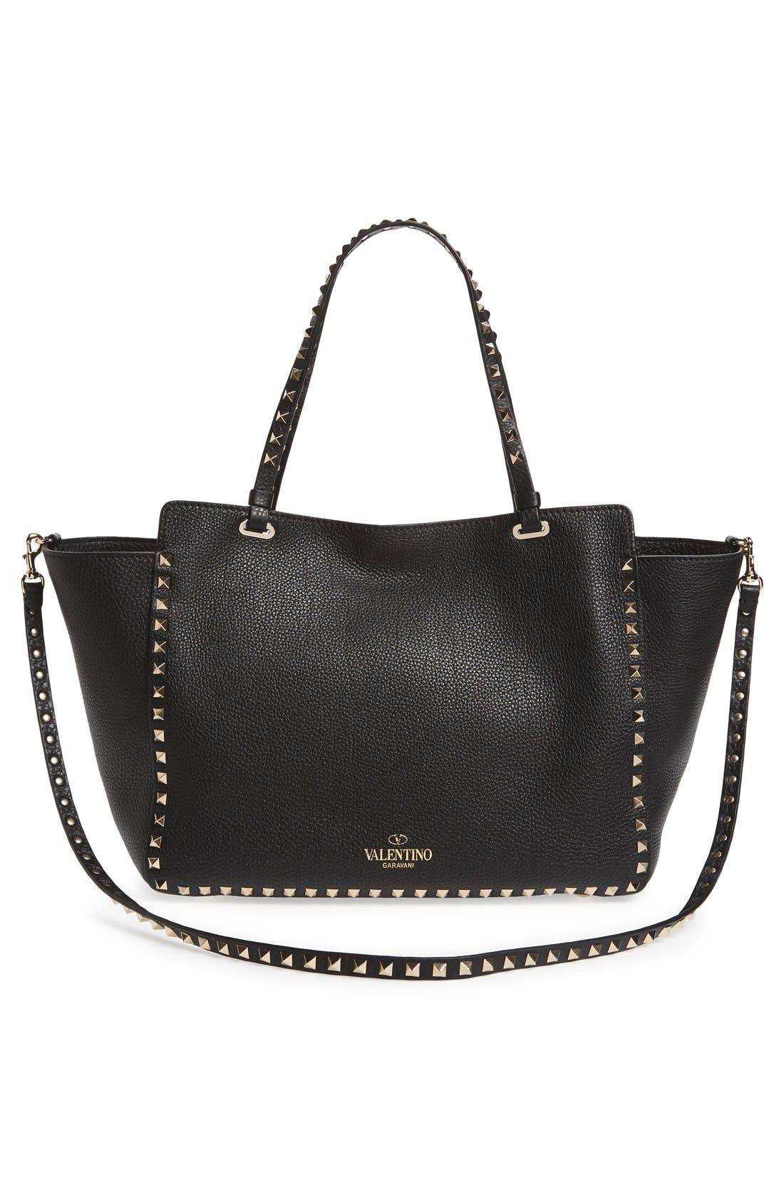 Valentino Garavani Rockstud Grained Calfskin Leather Tote, Alternate, color, 
