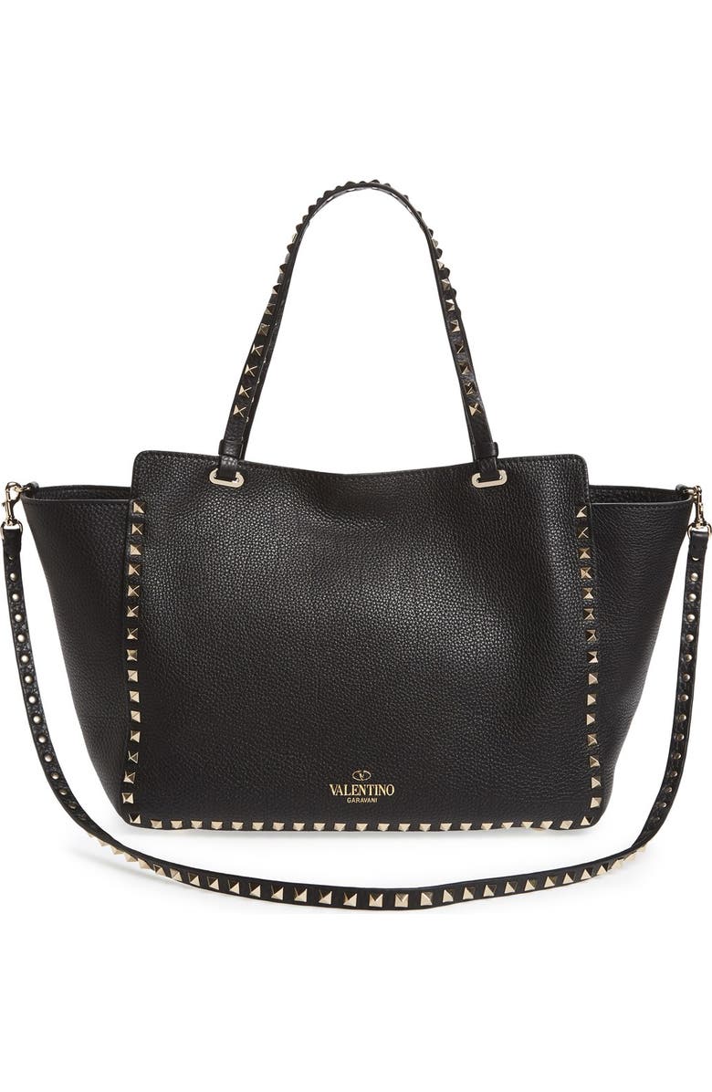 Valentino Garavani Rockstud Grained Calfskin Leather Tote, Alternate, color,
