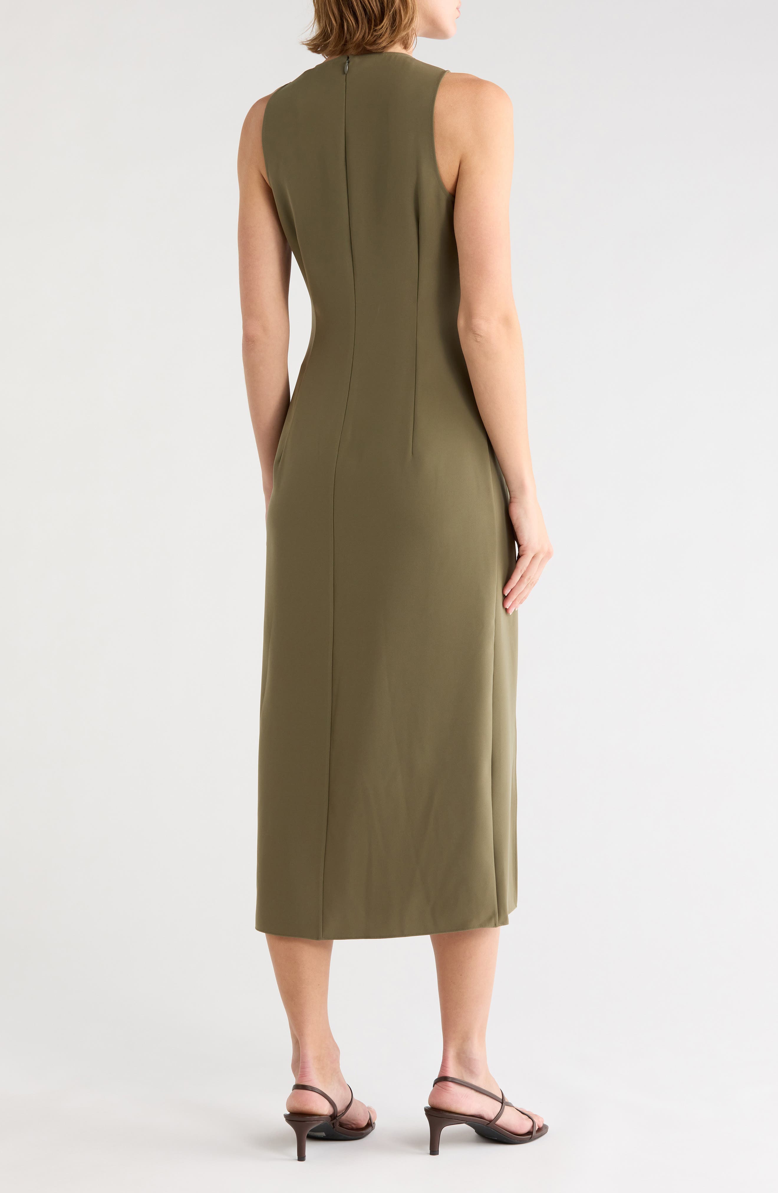 theory halter trench dress Neck Slit Seam Midi (Women) look-ophelia-sleeved-knit-top-cream