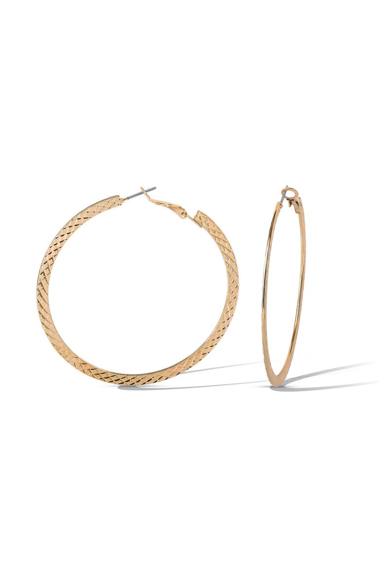 Jessica Simpson Textured Gold-Tone Large Hoop Earrings, Alternate, color, Gold