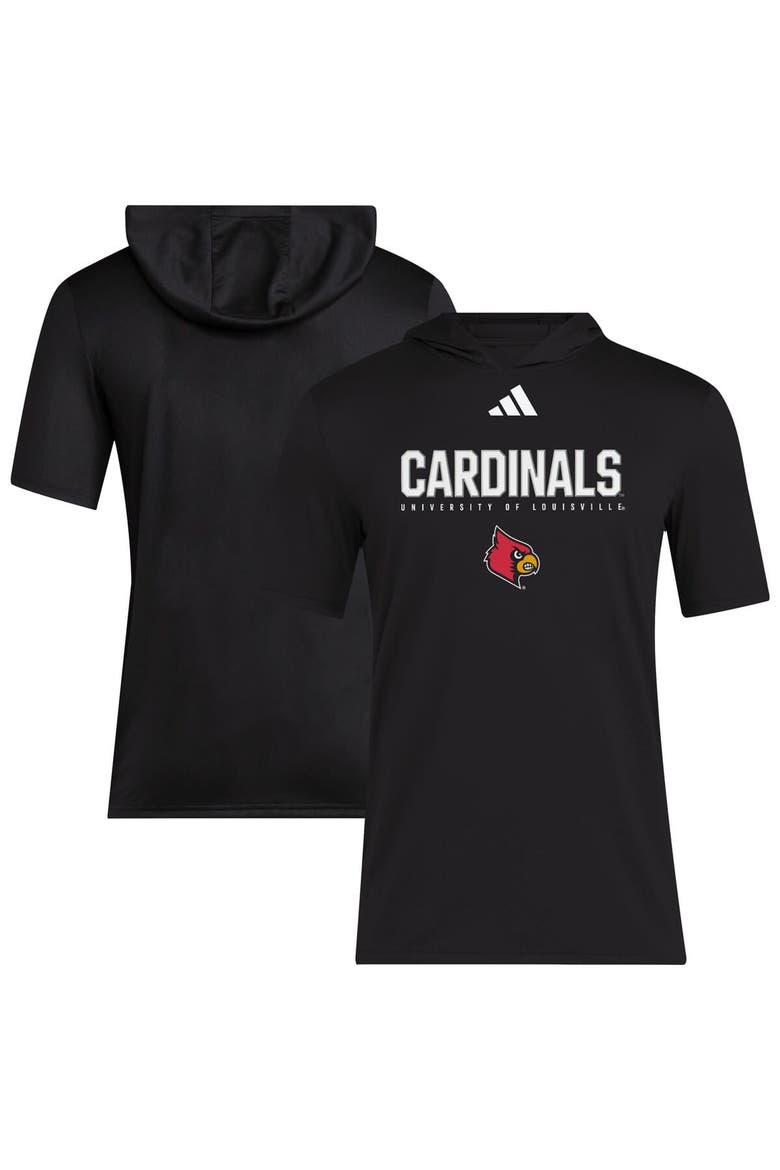 Men's adidas Black Louisville Cardinals 2025 AREOREADY Sideline Training Hooded T-Shirt, Main, color, Black