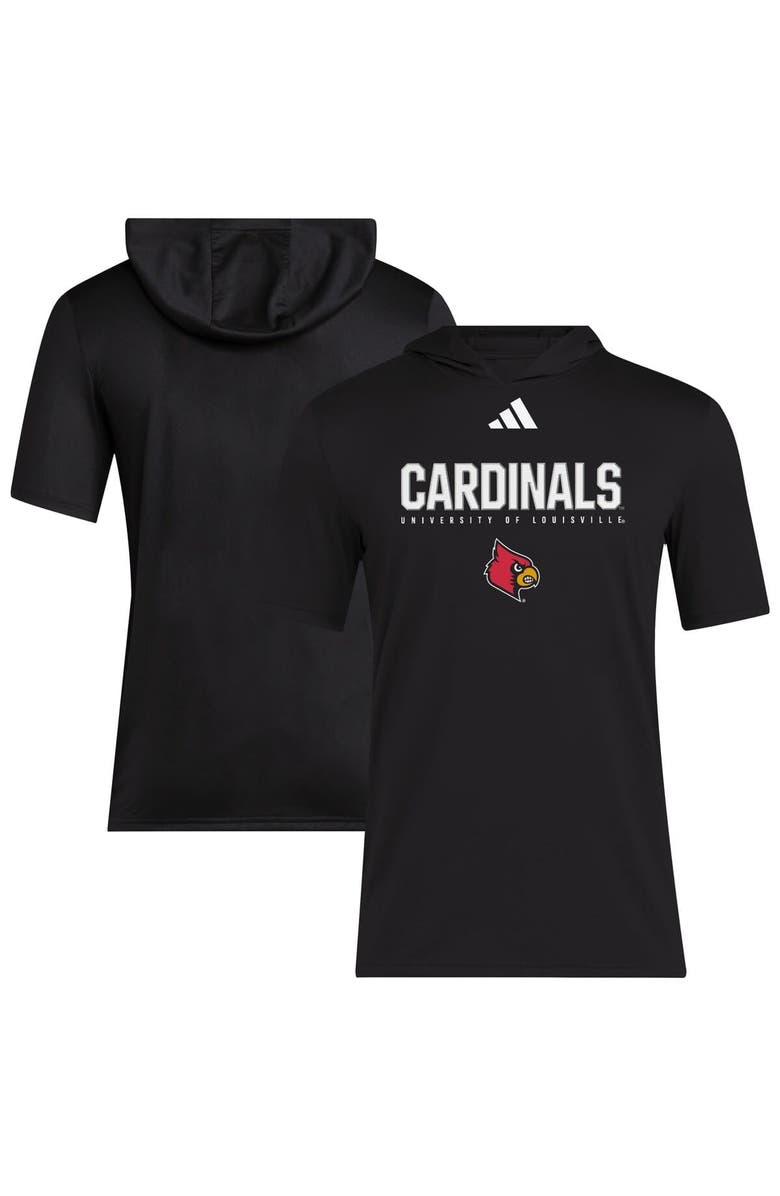 adidas Men's adidas Black Louisville Cardinals 2025 AREOREADY Sideline Training Hooded T-Shirt, Main, color, Black