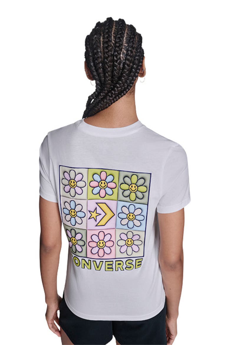Flower Grid T-Shirt, Alternate, color, WHITE 10A