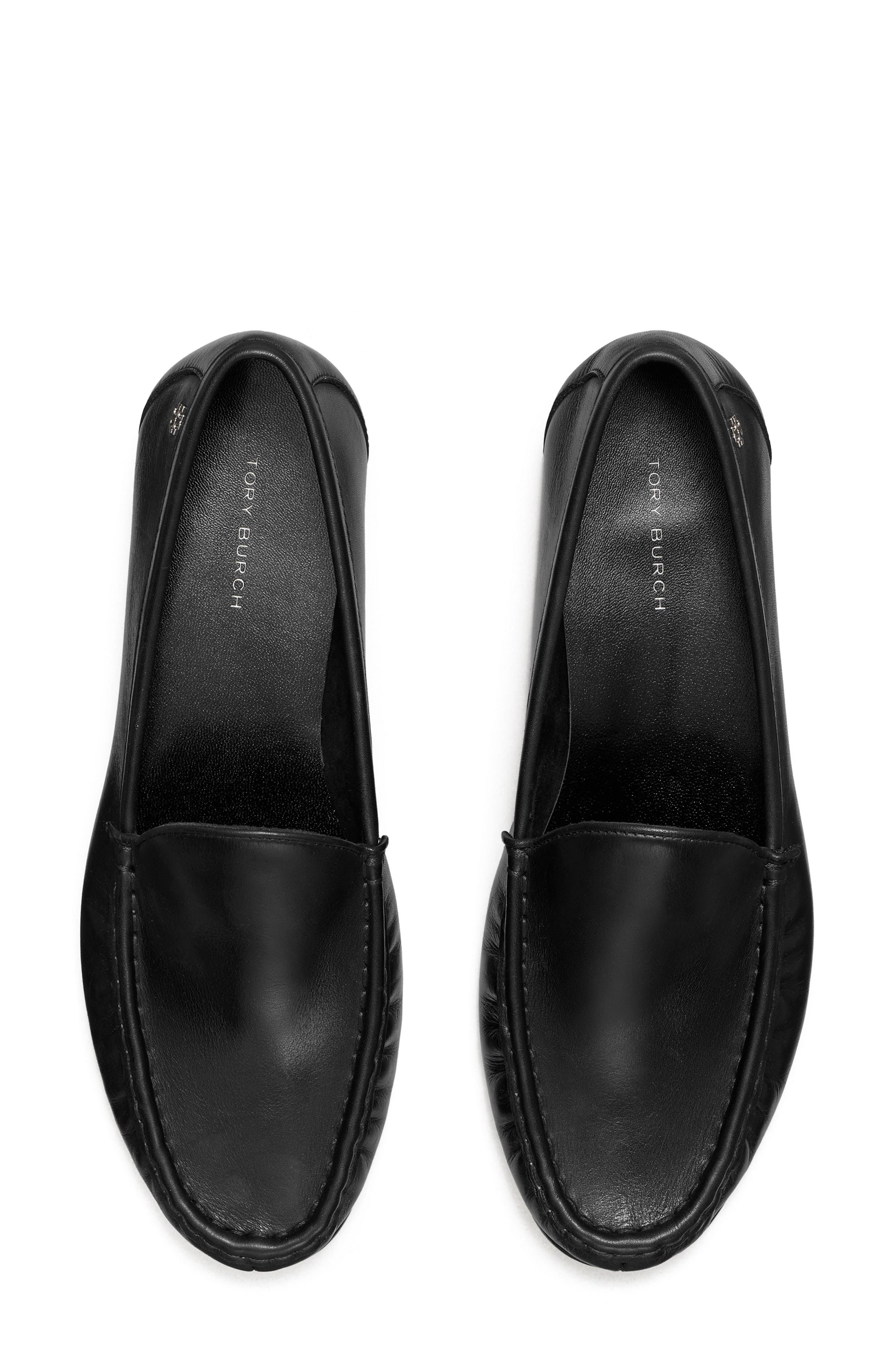 Classic Ruched Leather Loafer, Alternate, color, PERFECT BLACK