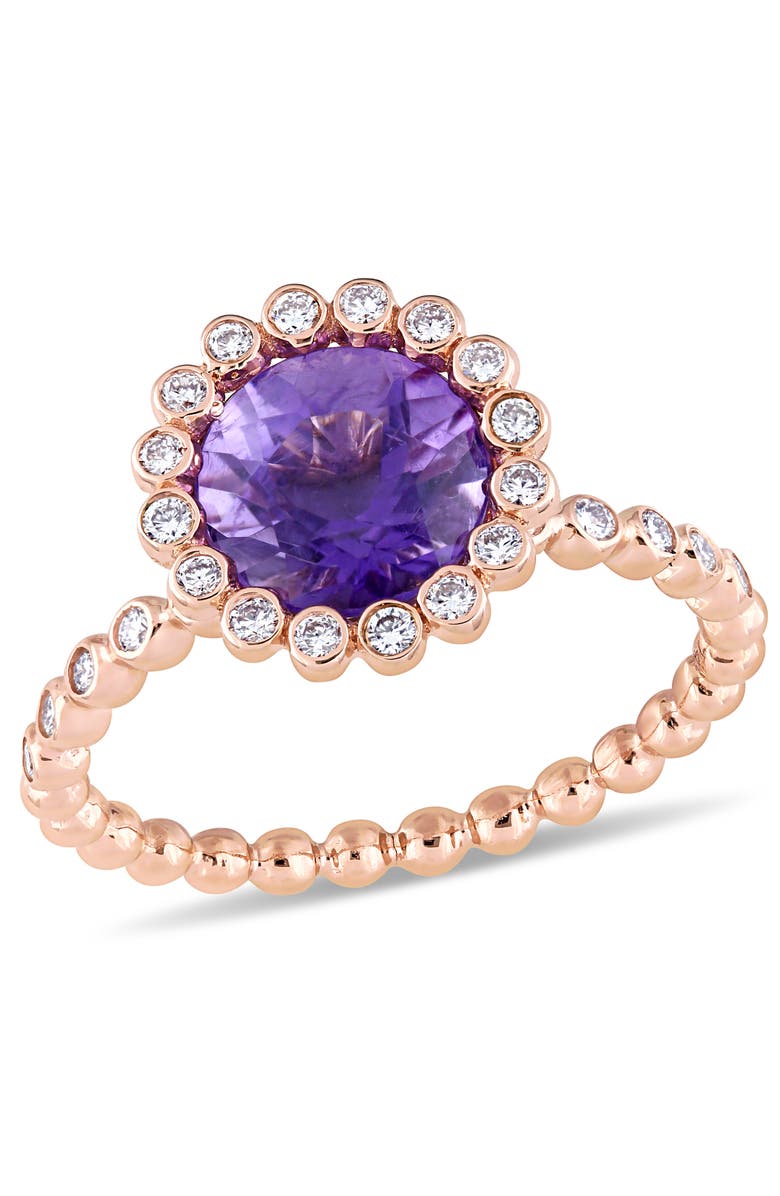 Julianna B. Amethyst & Diamond Halo Ring 14k, Main, color, Amethyst