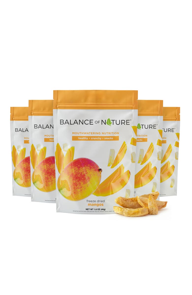 Balance of Nature Freeze Dried Mango Slices Real Fruit Snack Five Pack, Alternate, color, NO COLOR