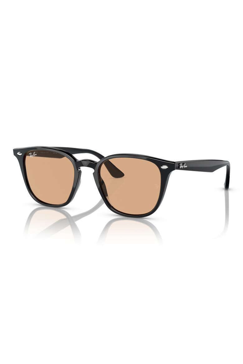 52mm Square Sunglasses, Alternate, color, BLACK / BROWN