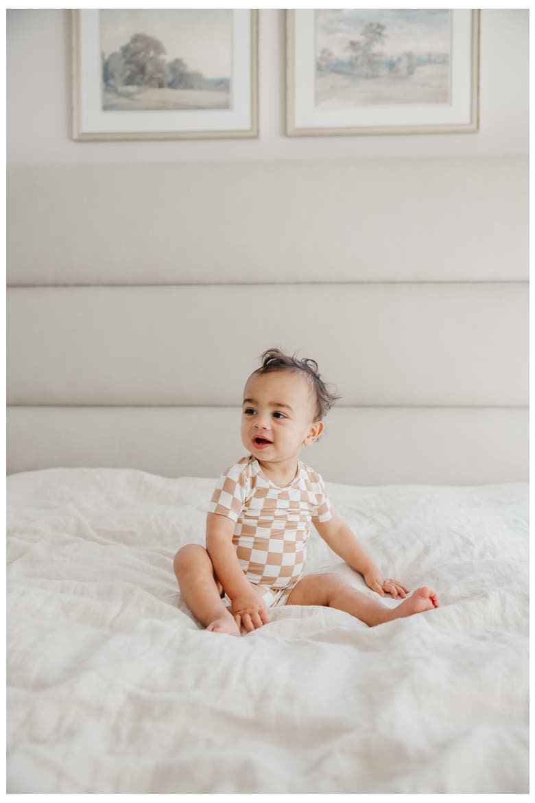 Rad Fitted Two-Piece Short Pajamas, Alternate, color, BROWN OVERFLOW