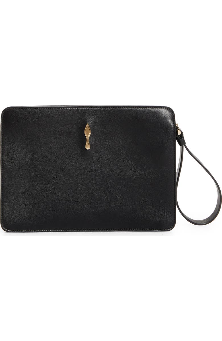 Christian Louboutin Small Bettina Leather Wristlet, Main, color, Black/ Gold
