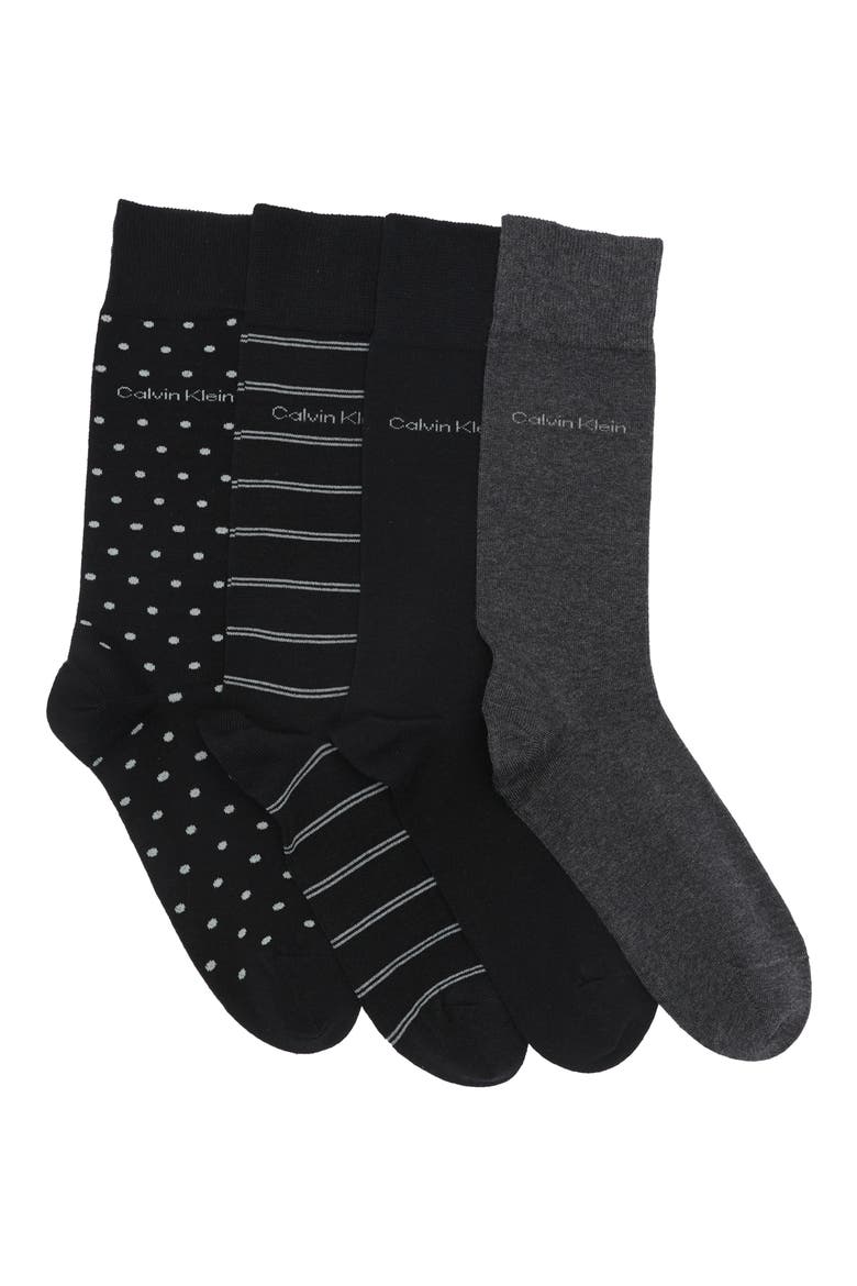 4-Pack Dress Crew Socks, Main, color, BLACK ASSORTED