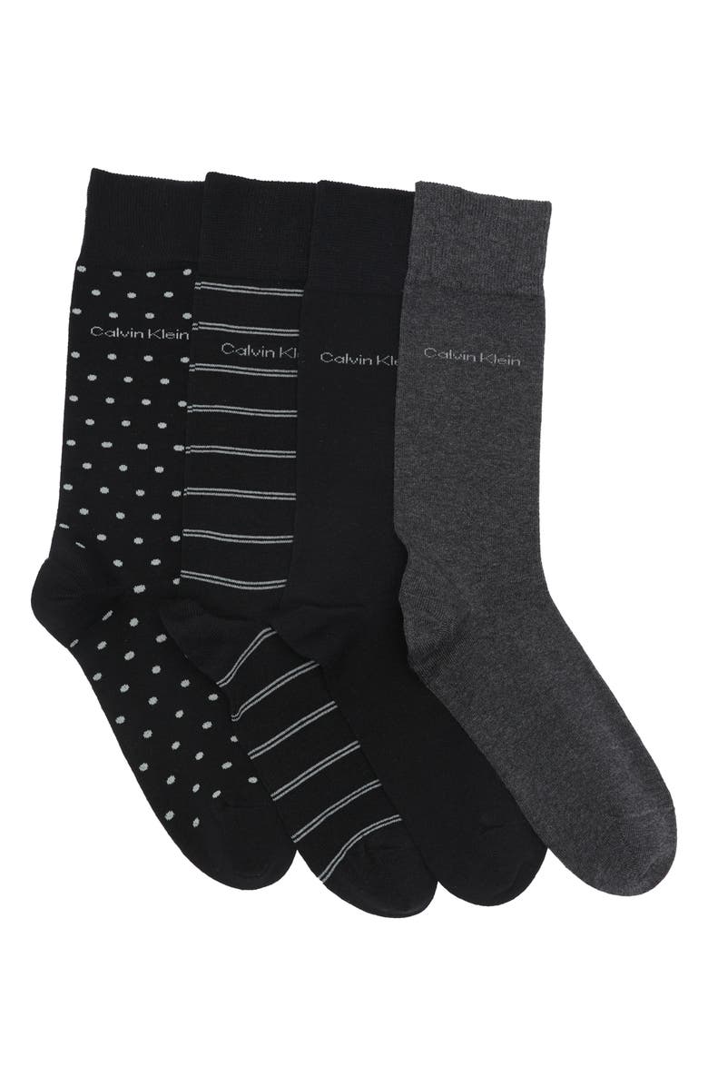 Calvin Klein 4-Pack Dress Crew Socks, Main, color, Black Assorted