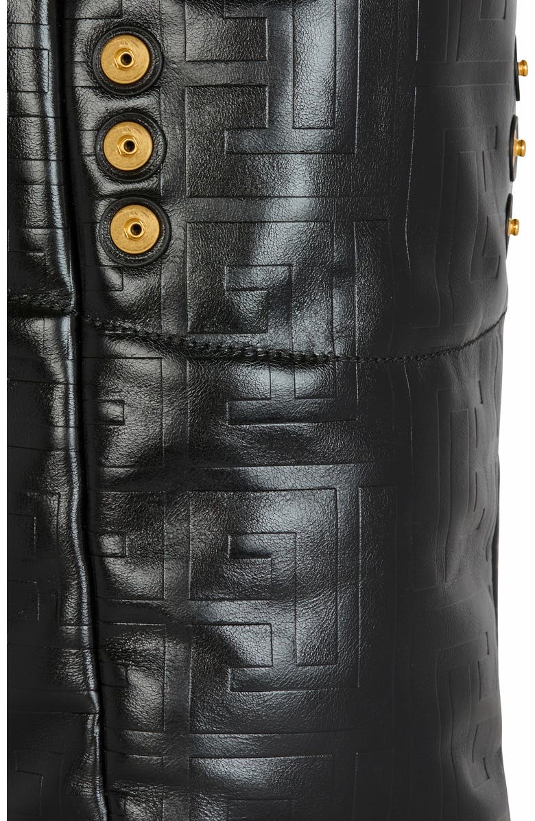 Balmain 1945 Soft Pb-Monogrammed Crinkled Leather Tote Bag, Alternate, color, Black