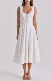 HOUSE OF CB Solana Lace Detail Stretch Cotton Cocktail Dress