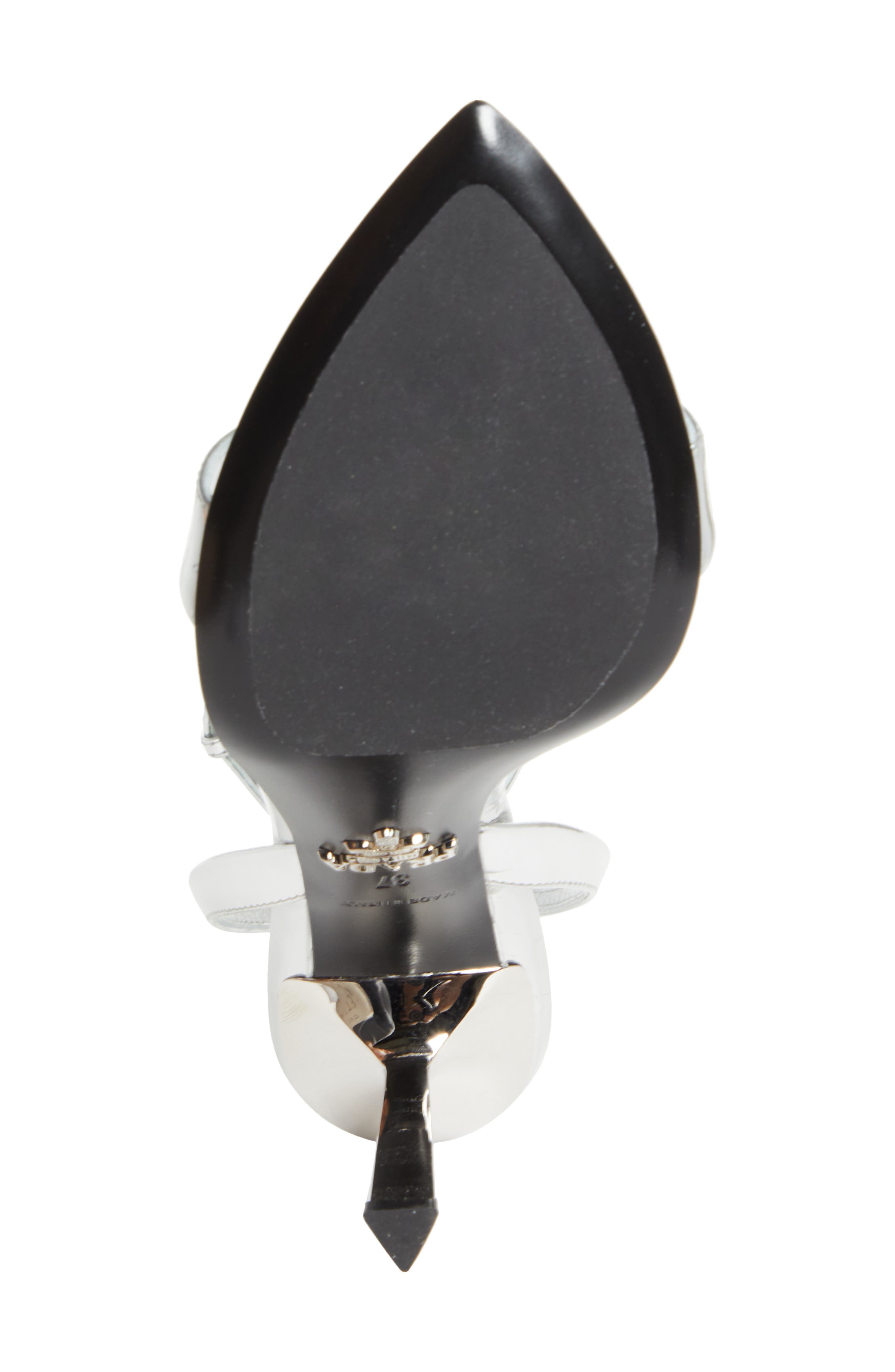 Prada Pointed Toe Logo Sandal, Alternate, color, Argento